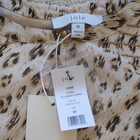 NWT Joie Corie Silk Leopard Print Blouse Size M - Picture 3 of 11